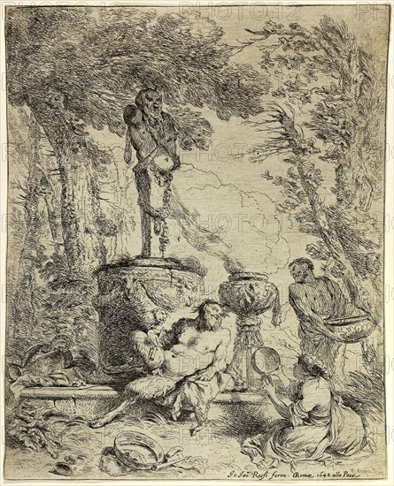 Feast of Pan, c. 1647, Giovanni Benedetto Castiglione, Italian, 1609-1664, Italy, Etching on ivory paper, 227 x 184 mm (image/sheet, cut within plate)
