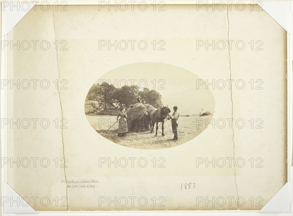 On the Slopes of Cader-Idris, The Last Load of Hay, 1883, Henry Peach Robinson, English, 1830–1901, England, Albumen print, 11.7 × 17.6 cm (image/oval), 27.7 × 37.7 cm (first mount), 28.2 × 38.2 cm (second mount)
