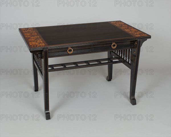 Table, c. 1878, Herter Brothers, American, 1864–1906, New York City, Ebonized maple and various inlaid woods, 73 × 115.9 × 70.5 cm (28 3/4 × 45 5/8 × 27 3/4 in.)