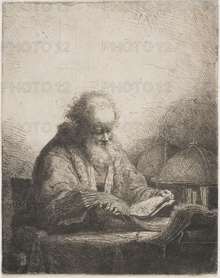 The Philosopher, n.d., Ferdinand Bol, Dutch, 1616-1680, Holland, Etching on paper, 209 x 165 mm (image), 211 x 165 mm (sheet)