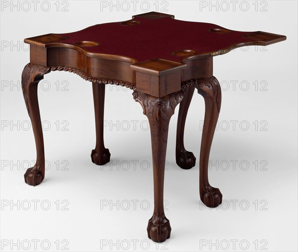 Card Table, 1755/90, American, 18th century, New York, New York, Mahogany with tulip poplar, white oak, and white pine, 69.9 × 88.3 (open) × 87.6 cm (27 1/2 × 34 3/4 × 34 1/2 in.)