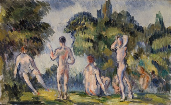 Bathers, 1890/94, Paul Cézanne, French, 1839-1906, France, Oil on canvas, 22.6 × 35.4 cm (8 7/8 × 13 15/16 in.)