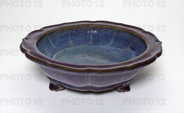 Foliate Dish with Three Feet, Song dynasty (960–1279), China, Jun ware, stoneware with purple-blue glaze, H. 6.6 cm (2 5/8 in.), diam. 21.1 cm (8 5/16 in.)
