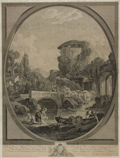 Landscape with a Bridge and a Dovecote, 18th century, Pierre François Laurent (French, 1739-1809), after François Boucher (French, 1703-1770), France, Engraving and etching on paper, The Chamber Idyl, n.d., Edward Calvert, English, 1799-1883, England, Woodcut on paper, 42 × 77 mm (image), 63 × 102 mm (sheet, trimmed within plate mark)