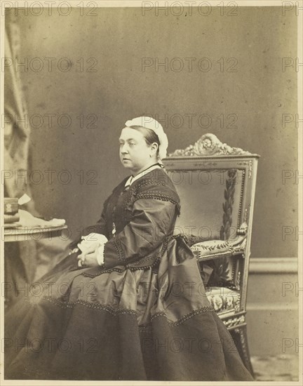 Her Majesty, Queen Victoria, December 1866, André-Adolphe-Eugène Disdéri, French, 1819–1889, France, Albumen silver print, 16 × 12.6 cm (image/paper), 39.2 × 28 cm (mount)