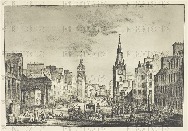 Trongate in the Olden Time, 1900, James Craig Annan, Scottish, 1864-1946, Scotland, Lithograph, plate 18 from the book "The Old Closes & Streets of Glasgow" (1900), 16.1 x 23.9 cm (image), 27.7 x 37.8 cm (paper)