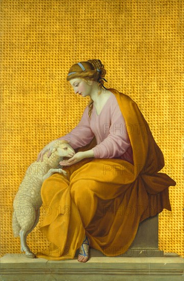 Meekness, 1650, Eustache Le Sueur, French, 1616-1655, France, Oil on panel, 39 7/8 × 26 3/8 in. (100.7 × 67 cm)