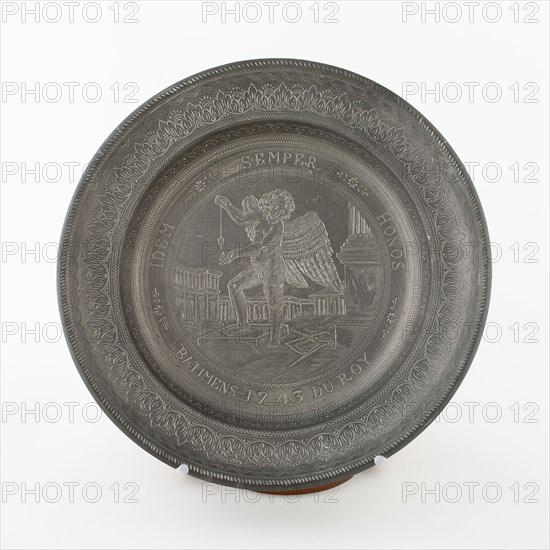Plate, 18th century, engraving probably 19th century, A. Karst, Austria, Vienna, Pewter, 4.5 x 30.8 cm (12 1/8 x 1 3/4 in.)