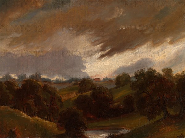 Hampstead, Stormy Sky, 1814, In the style of John Constable, English, 1776-1837, England, Oil on canvas, 46 × 61 cm (18 1/8 × 24 in.)
