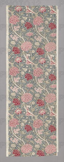 Cray (Furnishing Fabric), 1884, Designed by William Morris (English, 1834–1896), Produced by Morris & Company, 1875–1940, Woven and printed at Merton Abbey Works, 1881–1940, England, Surrey, Wimbledon, England, Cotton, plain weave, block printed, 279.7 × 97.8 cm (110 1/8 × 38 1/2 in.)