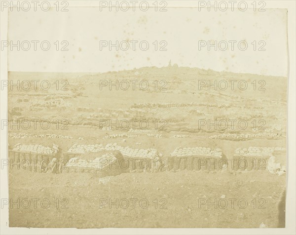 French Batteries and Works, 1855, James Robertson, Scottish, c. 1813–d. after 1881, Scotland, Albumen print, 22.9 x 28.9 cm (image/paper), 31.7 x 40.5 cm (mount/page)