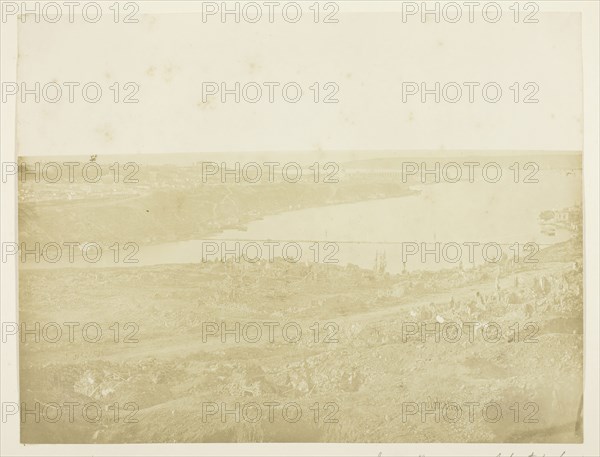 Inner Harbour of Sebastopol, Bridge Connecting the City with the Suburb Fort Nickolas at the Entrance, 1855, James Robertson, Scottish, c. 1813–d. after 1881, Scotland, Albumen print, 23.1 x 30.4 cm (image/paper), 31.9 x 40.5 cm (mount/page)