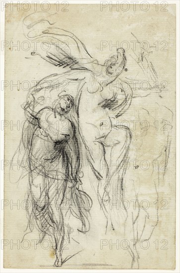 Study, 1864/65, Jean Baptiste Carpeaux, French, 1827-1875, France, Black chalk, over graphite, on ivory laid paper, 205 × 133 mm