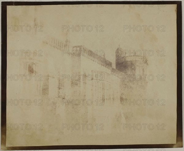 Lacock Abbey, South Front Towards Sharington’s Tower, March 17, 1840, William Henry Fox Talbot, English, 1800–1877, England, Calotype print, 17.5 × 21.2 cm (image), 18.5 × 22.6 cm (paper)