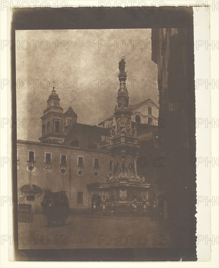 Celebrated Obelisk, Naples, 1846, Rev. Calvert R. Jones, Welsh, 1804–1877, England, Salted paper print from a calotype negative, 21.2 × 16.6 cm (image), 24.6 × 19.6 cm (paper)