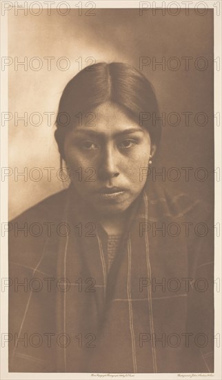 Suquamish Woman, 1899, Edward S. Curtis, American, 1868–1952, United States, Photogravure, plate 305 from "The North American Indian, Volume 9" (1913), 39.2 x 22.2 cm (image/paper), 55.8 x 45.8 cm (mount)