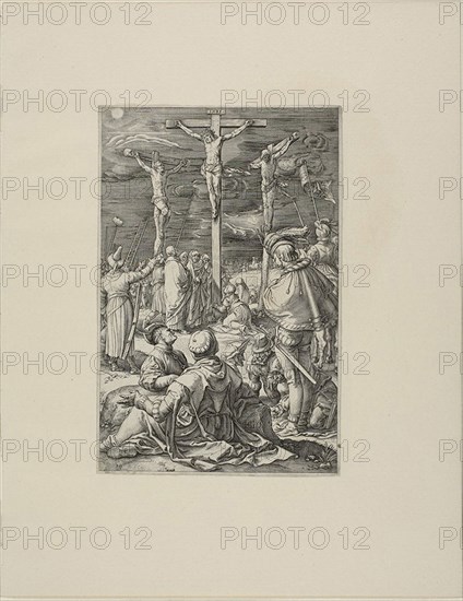 Christ on the Cross, plate ten from the Passion of Christ, 1596/98, Hendrick Goltzius, Dutch, 1558-1617, Netherlands, Engraving in black on cream laid paper, 195 x 127 mm (image), 198 x 131 mm (plate), 318 x 248 mm (sheet)