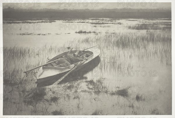 Gunner Working Up to Fowl, 1886, Peter Henry Emerson, English, born Cuba, 1856–1936, England, Platinum print, pl. XIX from the album "Life and Landscape on the Norfolk Broads" (1886), edition of 200, 18.9 × 28.3 cm (image/paper), 28.5 × 40.8 cm (album page)