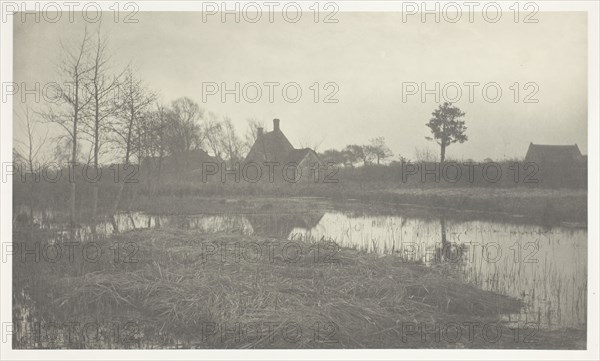 Evening, 1886, Peter Henry Emerson, English, born Cuba, 1856–1936, England, Platinum print, pl. XXXII from the album "Life and Landscape on the Norfolk Broads" (1886), edition of 200, 16.6 × 28.4 cm (image/paper), 28.5 × 40.5 cm (album page)