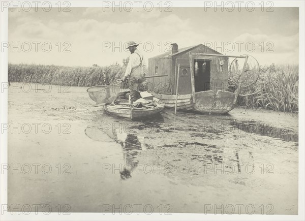 An Eel-Catcher’s Home, 1886, Peter Henry Emerson, English, born Cuba, 1856–1936, England, Platinum print, pl. VI from the album "Life and Landscape on the Norfolk Broads" (1886), edition of 200, 20.4 × 28.9 cm (image/paper), 28.6 × 40.6 cm (album page)