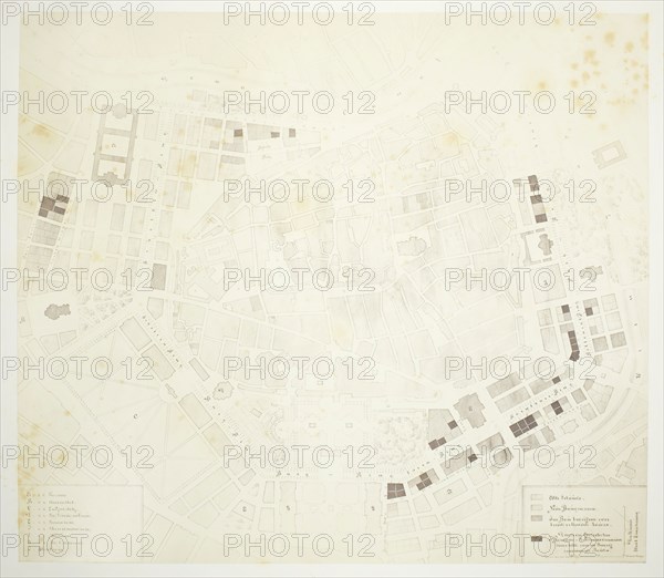 Plan der innern Stadt Wien mit dem Gebiete der Stadt-Erweiterung, 1860s, Austrian, 19th century, Austria, Albumen print, 34.5 × 39.3 cm (image/paper), 42.7 × 61.2 cm (album page)
