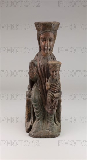 Seated Madonna and Child, 1300/1400 (?), Spanish, Spanish, Painted wood, 52.7 x 17.8 cm (20 3/4 x 7 in.)