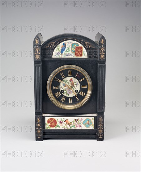 Mantel Clock, 1875/80, England, Slate, enamel, and gilding, 31.8 × 20.6 × 12.4 cm (12 1/2 × 8 1/8 × 4 7/8 in.)