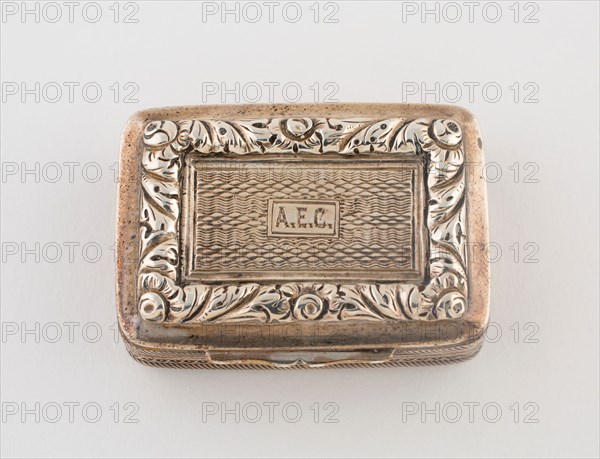 Vinaigrette, c. 1822/23, Marked TN, Birmingham, England, Birmingham, Silver and silver gilt, 3.8 × 2.9 cm (1 1/2 × 1 1/8 in.)