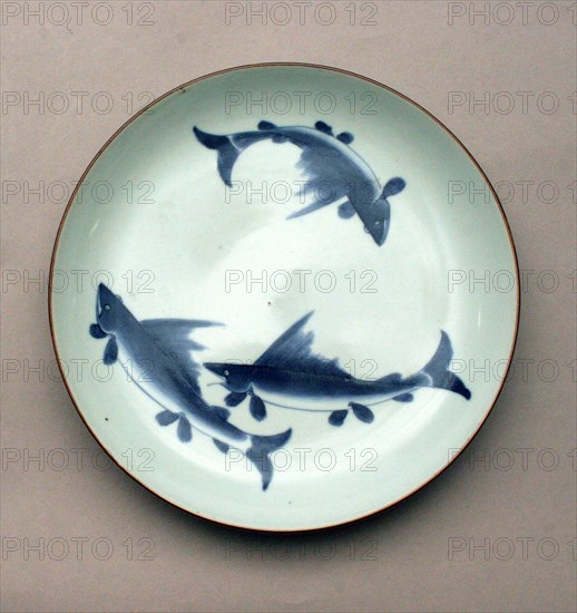 Plate, Edo period (1603–1868), 18th century, Japanese, Japan, Arita ware, porcelain with underglaze-blue decoration, H. 2.85 cm, diam. 19.36 cm