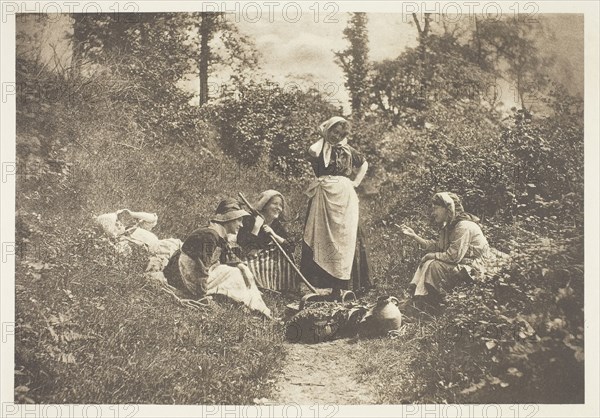 A Merry Tale, 1882, printed January 1890, Henry Peach Robinson, English, 1830–1901, England, Photogravure, from "Sun Artists, Number 2" (1890), 12.4 × 18.1 cm (image), 27.9 × 38.2 cm (paper)