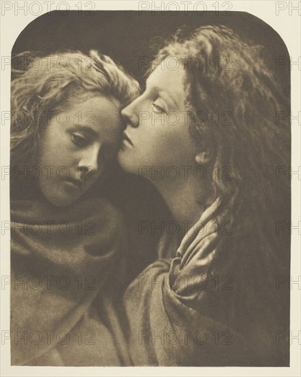 The Kiss of Peace, 1869, printed 1890, Julia Margaret Cameron, English, 1815–1879, England, Photogravure, from "Sun Artists, Number 5" (1890), 21.9 × 17.1 cm (image), 38.1 × 28.1 cm (paper)