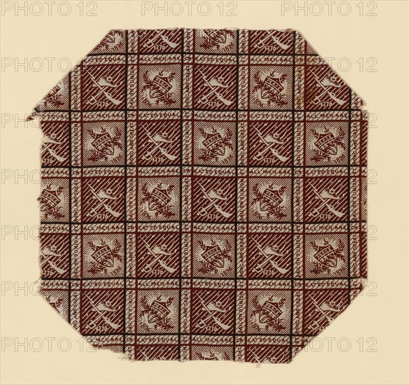 Fragment, 1876, United States, Cotton, plain weave, roller printed, 20.2 × 20.2 cm (8 × 8 in.)