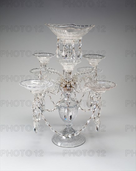 Epergne, c. 1775/80, England, Glass, colorless, free blown and cut, 54 × 37.5 × 39.5 cm (21 1/4 × 14 3/4 × 15 9/16 in.)