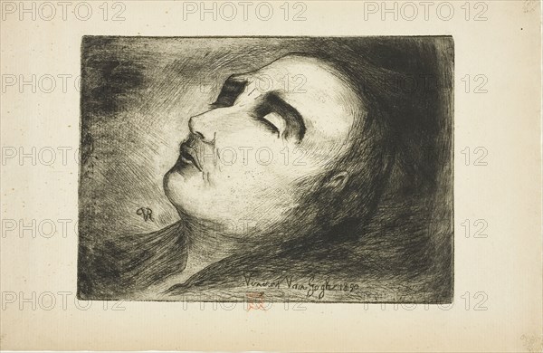 Vincent van Gogh on His Deathbed, 1890, Dr. Paul Ferdinand Gachet, French, 1828-1909, France, Etching in black on tan laid paper, 121 × 168 mm (image/plate), 160 × 248 mm (sheet)