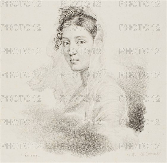 Portrait of a Woman, n.d., Francois-Joseph-Juste Sieurac (French, 1781-1832), probably printed by Lecornu (French, 18th-19th century), France, Lithograph in black on ivory wove paper, 190 × 142 mm (image), 347.5 × 271 mm (sheet)