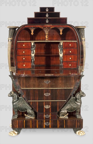 Fall-Front Desk, c. 1810, Vienna, Austria, Vienna, Various woods and gilt-bronze mounts, 141 × 91.4 × 39.4 cm (55 1/2 × 36 × 15 in.)