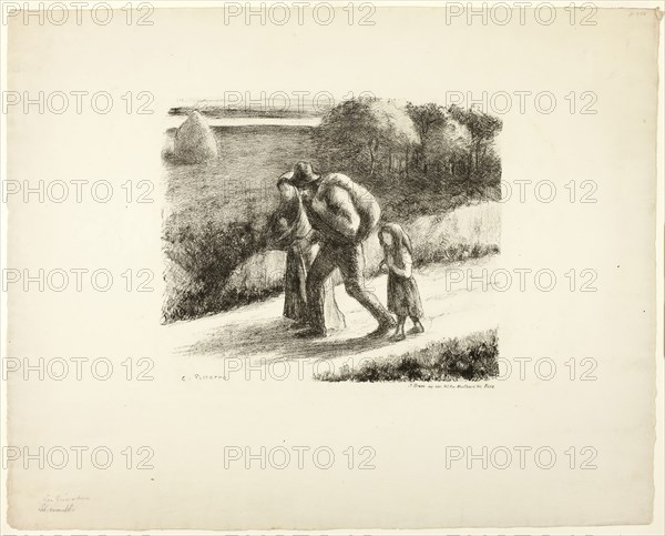 The Vagabonds, 1896, Camille Pissarro (French, 1830-1903), published by Jean Grave (French, 1854-1939), France, Lithograph in black on buff laid paper, 247 × 296 mm (image), 455 × 567 mm (sheet)