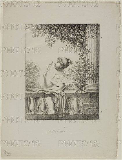 Young Girl with Bird, c. 1820, Dominique-Vivant Denon, French, 1747-1825, France, Lithograph in black on cream wove paper, 215 × 168 mm (image), 346 × 264 mm (sheet)