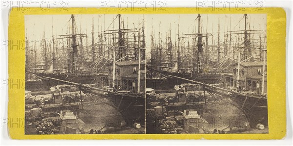 Wall Street Ferry, New York, 1860/69, Anthony & Company, American, active 1848–1901, United States, Albumen print, stereo, No. 4579 from the series "Anthony's Stereoscopic Views