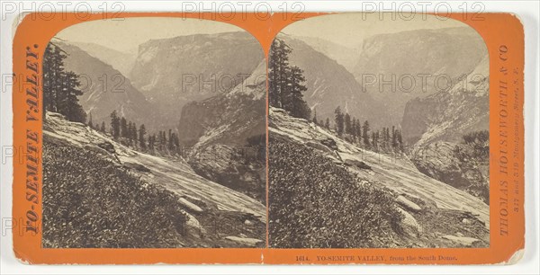 Yo-semite Valley, from the South Dome, c. 1868, Thomas Houseworth & Co., American, 1828–1915, United States, Albumen print, stereo, No. 1614 from the series "Yosemite Valley