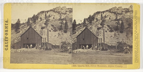 Quartz Mill, Silver Mountain, Alpine County, California, 1865, Lawrence & Houseworth, American, active 1860s, United States, Albumen print, stereo, No. 920 from the series "California