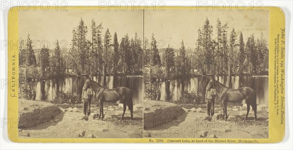 Crescent Lake, at head of the Merced River, Mariposa Co., 1870, John P. Soule, American, 1828–1904, United States, Albumen print, stereo, No. 1286 from the series "California