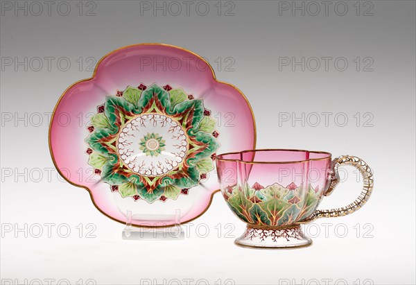 Demitasse Cup and Saucer, c. 1888, Austria, Vienna, J.L. Lobmeyr (Austrian, founded 1823), Vienna, Glass, Cup: 5.4 x 7.3 cm (2 1/8 x 2 7/8 in.), Saucer: 13 x 13.2 cm (5 1/8 x 5 3/16 in.), The Concert, 1651/58, Cornelis Visscher (Dutch, c. 1629-1658), after Adriaen Brouwer (Flemish, 1605/06-1638), Holland, Engraving in black on ivory laid paper, 267 x 197 mm