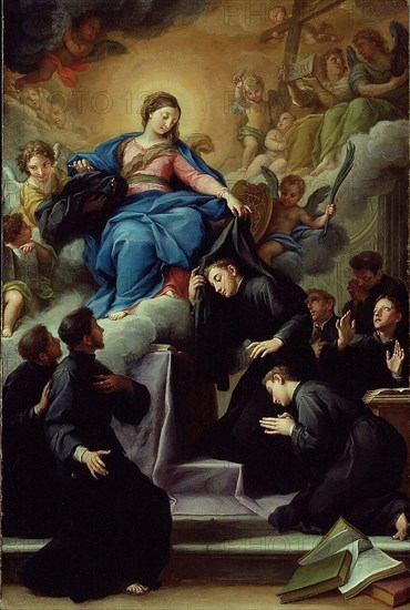 The Madonna with the Seven Founders of the Servite Order, c. 1728, Agostino Masucci, Italian, c. 1691-1758, Italy, Oil on canvas, 68 13/16 x 45 9/16 in. (174.8 x 115.7 cm)