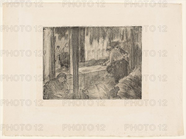 The Laundresses, 1879–80, Edgar Degas, French, 1834-1917, France, Etching and aquatint on cream laid paper, 117 × 157 mm (image/plate), 214 × 287 mm (sheet)