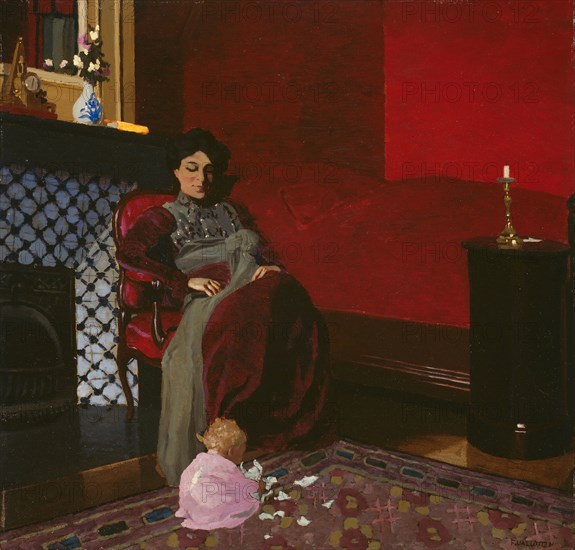 Madame Vallotton and her Niece, Germaine Aghion, 1899, Félix Edouard Vallotton, French (born Switzerland),1865-1925, France, Oil on artist's board, 49.2 × 51.3 cm (19 3/8 × 20 3/8 in.)