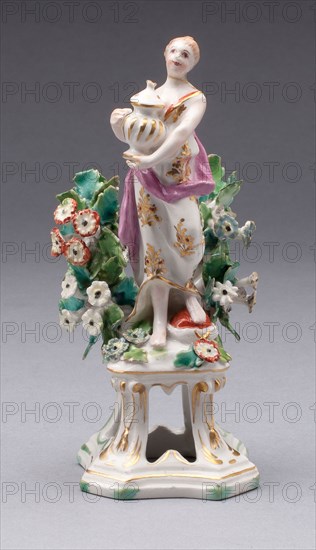 Figure of Asia, c. 1766, Bow Porcelain Factory, London, England, 1744-1775, Bow, Soft-paste porcelain, polychrome enamels, and gilding, 12.9 × 7.3 × 5.9 cm (5 1/8 × 2 7/8 × 2 15/16 in.)