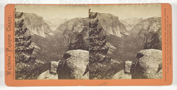 The Yosemite Valley, form the Mariposa Trail, 1861/76, Carleton Watkins, American, 1829–1916, United States, Albumen print, stereo, from the series "Watkins' Pacific Coast