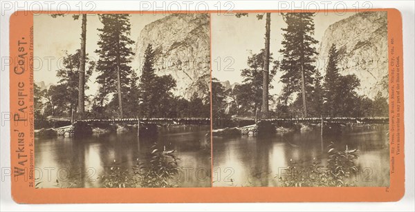 The Bridge, Yosemite, 1861/76, Carleton Watkins, American, 1829–1916, United States, Albumen print, stereo, from the series "Watkins' Pacific Coast