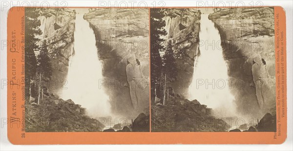 The Nevada Fall, 700 ft., Yosemite, 1861/76, Carleton Watkins, American, 1829–1916, United States, Albumen print, stereo, from the series "Watkins' Pacific Coast
